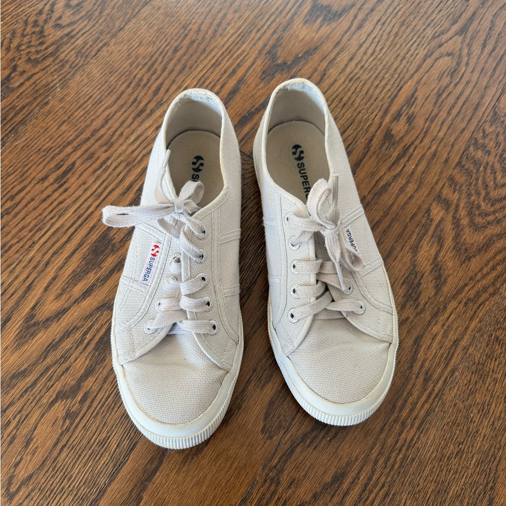 Superga Neutral Beige Canvas Sneakers